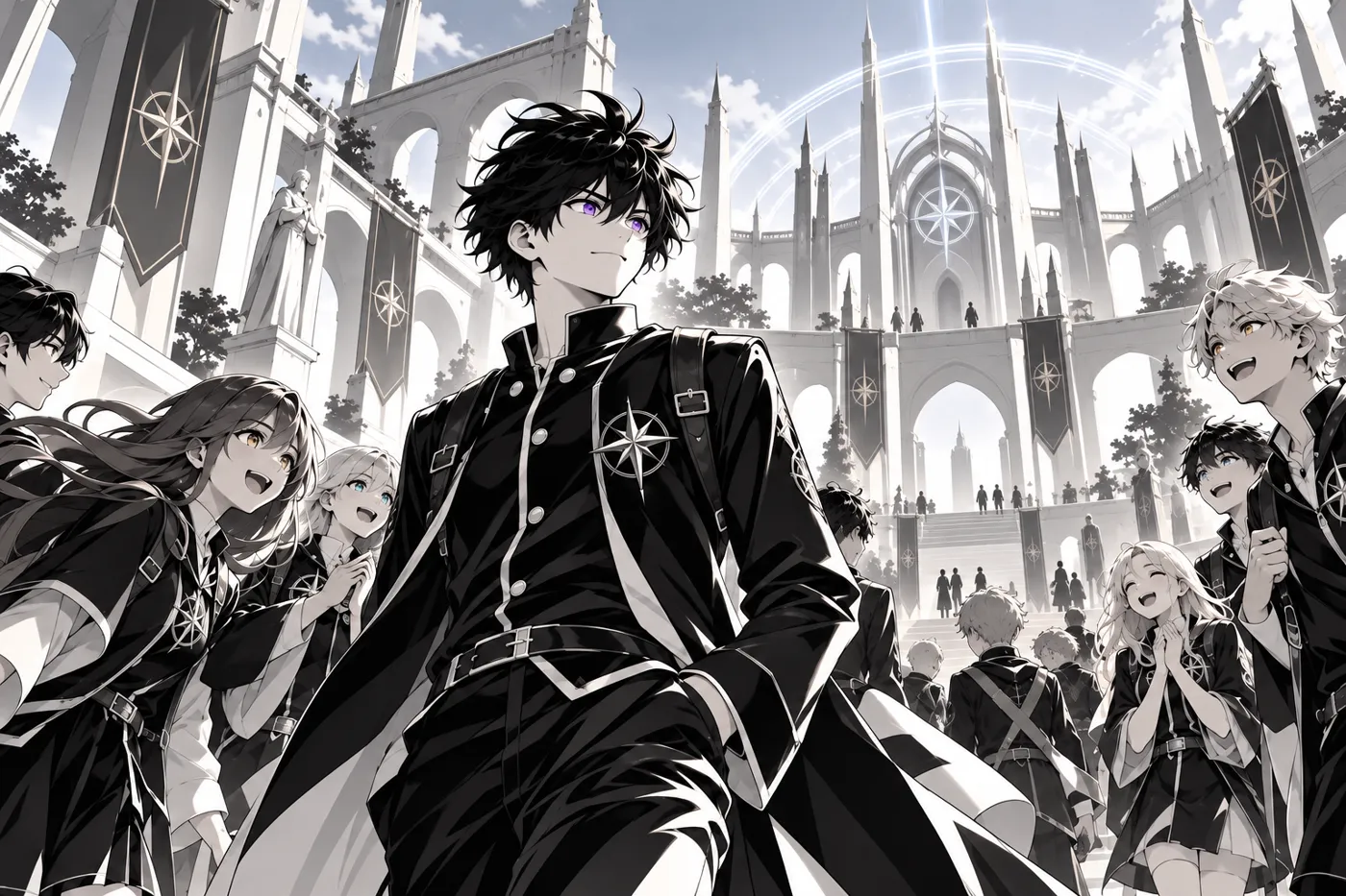 Akio crosses the Capitol courtyard to cheers