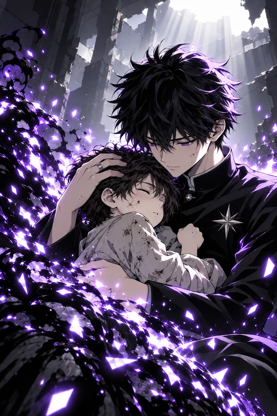 Eli asleep in Akio’s arms